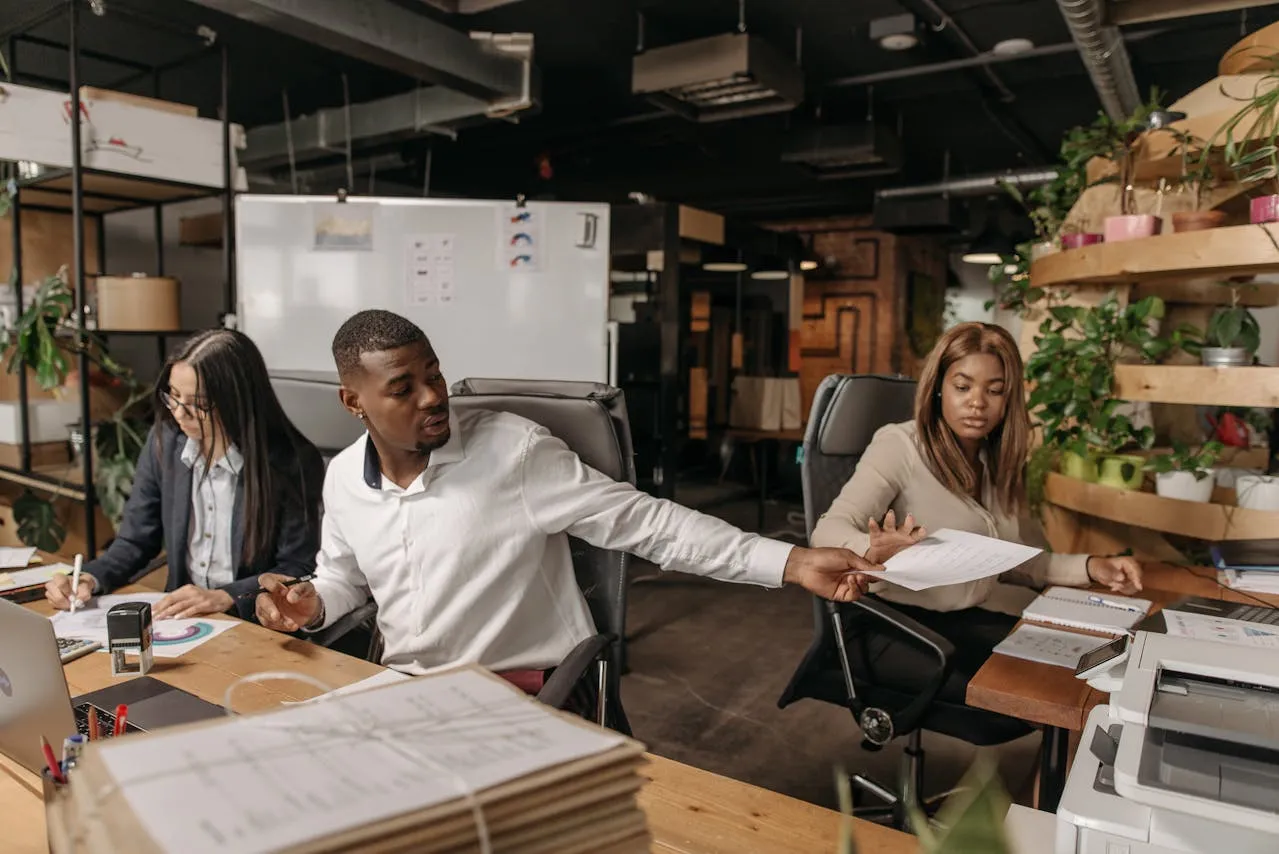 People working at desks